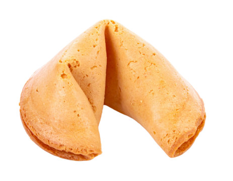 Golden fortune cookie isolated on transparent background asian tradition lucky concept