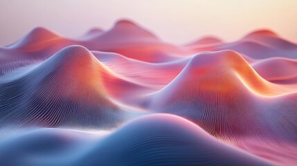 Fototapeta premium Abstract landscape of undulating hills in pastel tones.