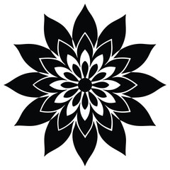 Fototapeta premium Black and white floral vector illustration with leaf and petal design