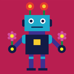 Naklejka premium Retro red tin robot toy, a cute vintage machine isolated