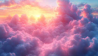  Close-up of Soft Pastel Clouds in the Sky with Ethereal Atmosphere and Watercolor Style