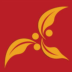 Naklejka premium Abstract floral vector design with orange and gold swirls creates a decorative nature pattern