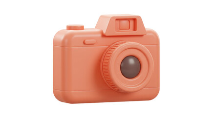 Peach-colored camera icon, 3D render.