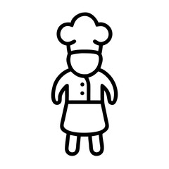 Obraz premium Simple linear icon of a cook on a white background in black and white style