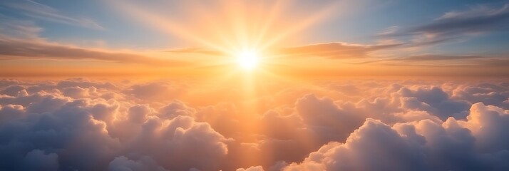 Fototapeta premium Sky with Sun and Clouds