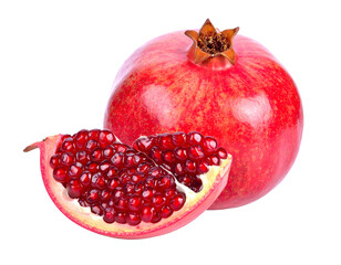 Fresh Red Pomegranate with Slice Isolated on Transparent Background Healthy Fruit Image