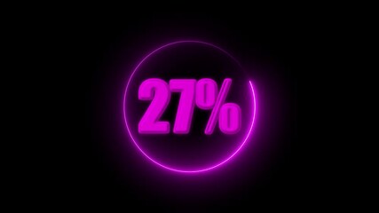 neon 1 to 27 percent Pie Chart Animation Suitable for finance sales business growth statistics Motion Graphics percent Visual Data  business digital display business digital display 