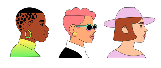 Explore diverse avatars with unique hairstyles and styles that showcase individuality