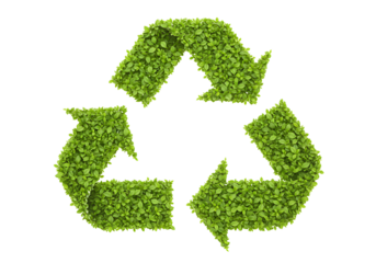 Recycle symbol made of green leaves on