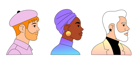 Fashion portrait lineup with diverse and inclusive characters