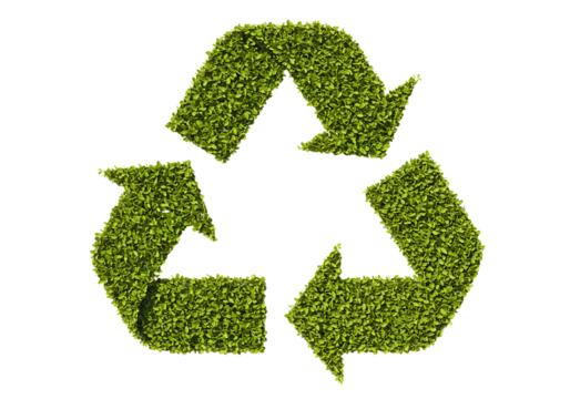 Recycle symbol made of green leaves on