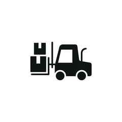 Forklift with boxes icon. Simple forklift icon for warehouse, logistics, and industrial transport purposes. Vector illustration.