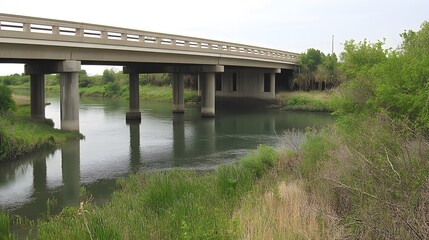 Scenic Highway Bridge Over Calm River Nature Landscape