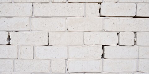 Obraz premium A textured background of an off-white brick wall with some damaged and missing bricks