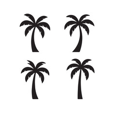 Fototapeta premium Palm Tree Silhouette Tropical Vacation Set