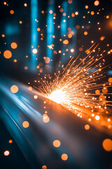 Obraz premium Industrial Sparks Metal Cutting Welding Fabrication Hot Bright Energy Manufacturing