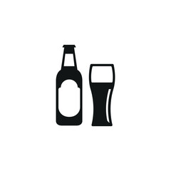 Beer bottle and glass icon. Simple beer bottle and glass icon for social media, app and web design. Vector illustration.