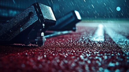 Rainy Track Starting Blocks
