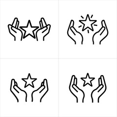 Hands Holding Star Recognition & Appreciation icon set