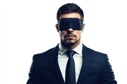 Blindfolded businessman isolated on white background