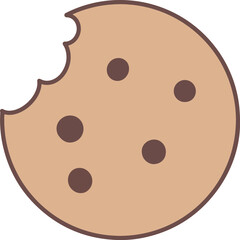 a cookie with a bite out of it on a transparent background