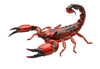 **"Red Scorpion: A Detailed and Vibrant Illustration on an Isolated Transparent Background"**
