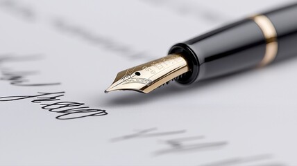 Close-up of fountain pen writing on paper pen writing paper close-up fountain pen nib ink document