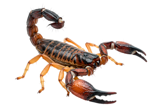 **"Red Scorpion: A Detailed and Vibrant Illustration on an Isolated Transparent Background"**