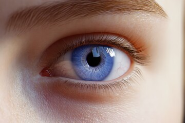 Obraz premium Realistic human blue eye extreme close-up