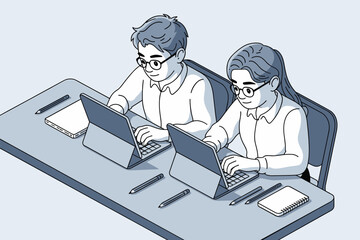 Students working on laptops in study session together