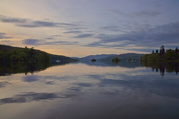 Lake Windemere at Bowness, evening light, Lake District, Cumbria, UK.