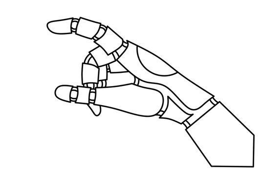 Hand robot line drawing vector,hand robot vector,hand robot design image,robot arm design illustration,hand robot outline design vector 
