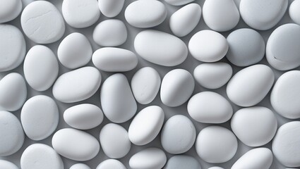 White smooth stones for zen gardens, spa decor, mindfulness concepts, and nature backgrounds. Serene and minimalist aesthetic for various designs.