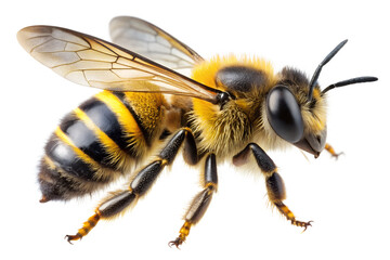 Detailed close up of a honey bee insect on black background, honey bee, bee, insect, close up, macro, wings, black, animal, wildlife, striped, yellow, black stripes, honey, nature, detailed, hairy