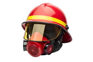 Firefighter helmet with mask on black background protective gear close up, firefighter, fireman, helmet, mask, protective gear, equipment, safety, red, yellow, black, close up, professional, emergency