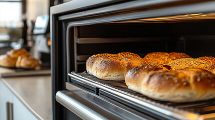 Freshly Baked Artisan Breads in Professional Oven