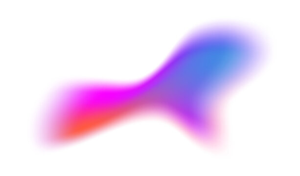 Blurred pink shape. Mesh fluid liquid abstract element. Soft light holographic blob. Neon blend vibrant multicolor figure