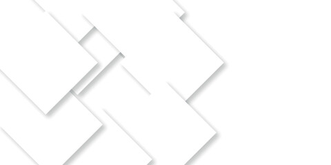 Abstract white and gray geometric overlay layer background on bright space with geometric decoration concept. Minimal futuristic element concept for poster, brochure, banner, wallpaper, cover, flyer.	