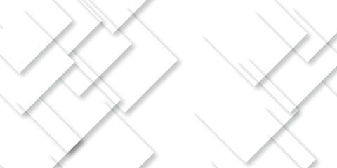 Abstract white and gray geometric overlay layer background on bright space with geometric decoration concept. Minimal futuristic element concept for poster, brochure, banner, wallpaper, cover, flyer.	