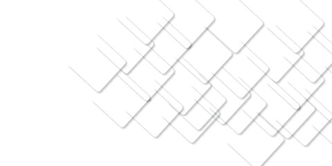 Abstract white and gray geometric overlay layer background on bright space with geometric decoration concept. Minimal futuristic element concept for poster, brochure, banner, wallpaper, cover, flyer.	
