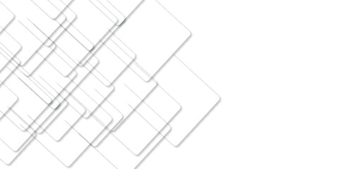 Abstract white and gray geometric overlay layer background on bright space with geometric decoration concept. Minimal futuristic element concept for poster, brochure, banner, wallpaper, cover, flyer.	