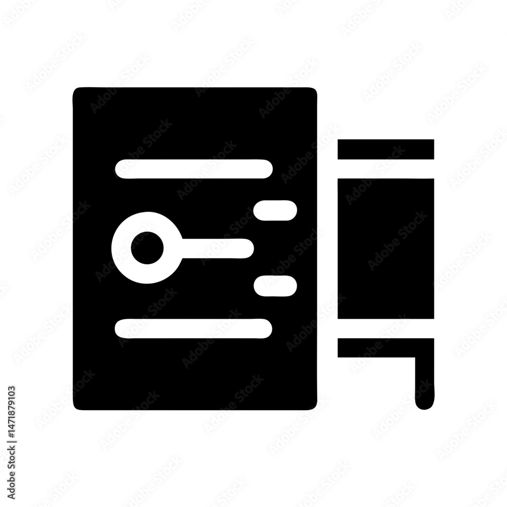 Poster a solid black icon representing a secure access system, possibly biometric or key-based, for a door 