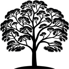Isolated tree design featuring simple black and white silhouette art. Ideal for nature themes, posters, backgrounds, and wall art.