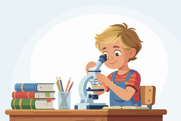 Young scientist discovering microscopys wonders in class