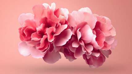 Fototapeta premium Rosa Blütenwolke vor pastellfarbenem Hintergrund, digital illustriert.