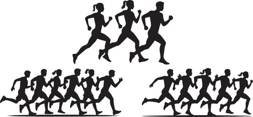 Diverse Runners in Action: Silhouettes of People Running