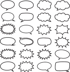multiple speech and thought message bubbles set