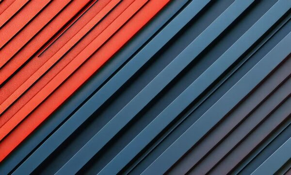 Abstract diagonal composition of red and blue parallel lines forming geometric background texture
