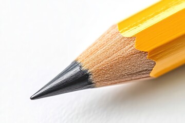 Sharp Yellow Pencil Close-Up on White Background
