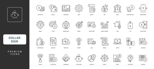 collection icons finance business incorporating dollar signs